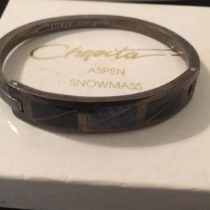 Vintage bracelet -inlaid onyx and lapis